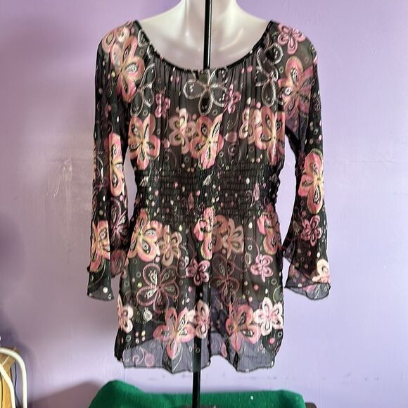 Jordache Black and Pink Women’s Top – Blouse Size M - Picture 2 of 3